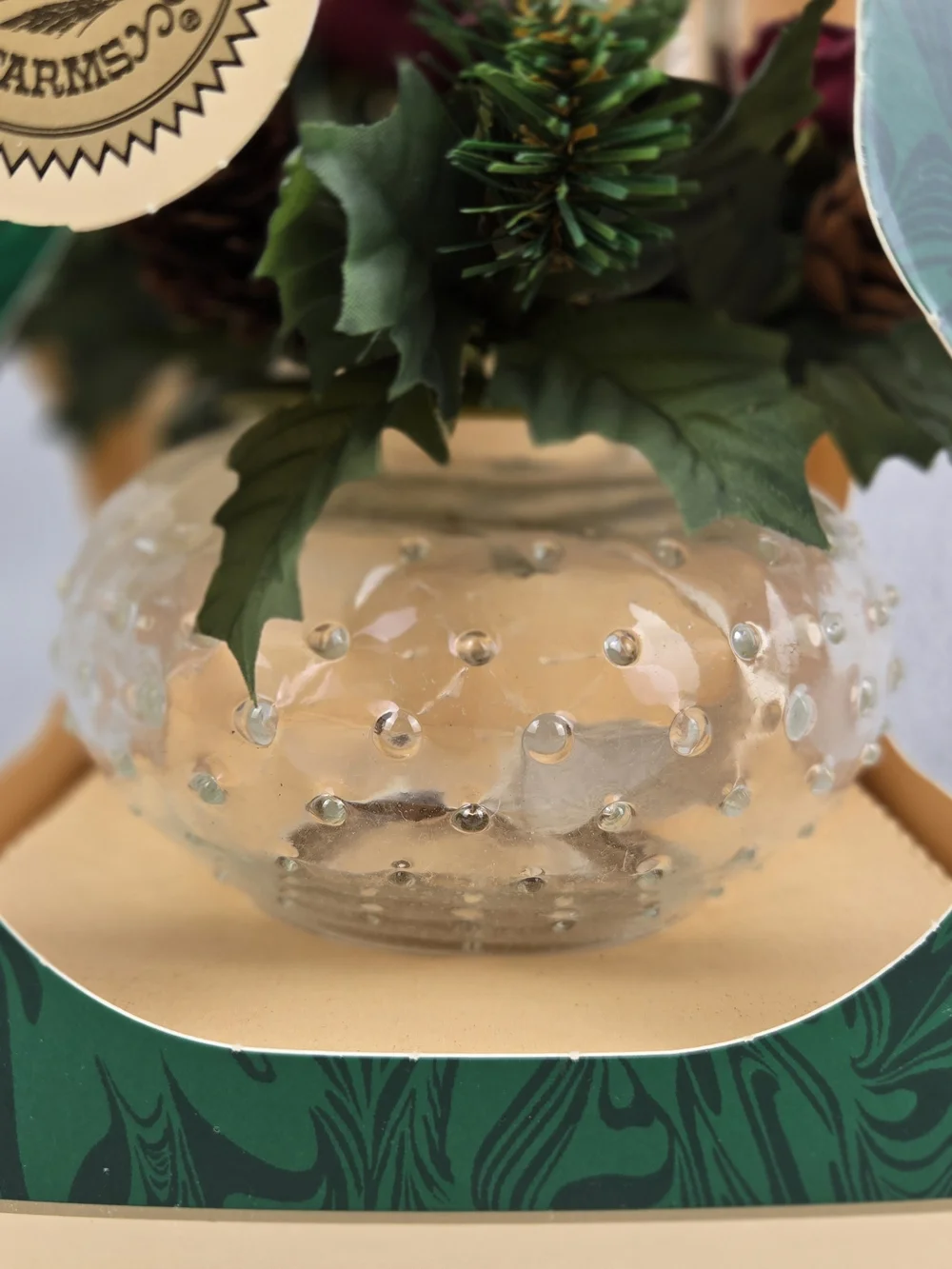 Vintage Lamplight Farms Glass Oil Lamp Hobnail Base Floral Ring NIB